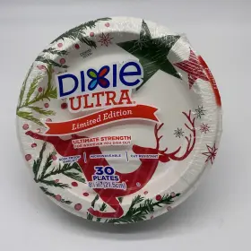 Dixie 042000159968 Ultra Holiday Disposable Paper Plates 8.5 Inch Red Green 30 Count
