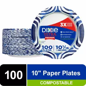 Dixie 042000166133 Dixieultracompostable Paper Tray 10-inch Packof100 3x Strength Multi-color
