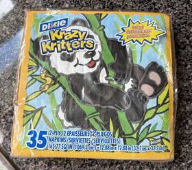 Dixie 042000255141 2004 Krazy Kritters Napkins Panda Bear Bamboo Snake New Sealed