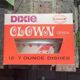056-12c Dixie Vintage Clown Birthday Bowls Matchables Party Decor Qty 10/12