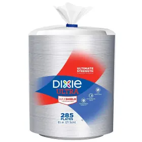 Dixie 445019160186 Ultra Max Paper Plates 8.5 Inch 285 Count - Heavy Duty Microwave Safe