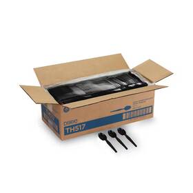 Dixie 445036996973 Black Heavyweight Disposable Plastic Utensils Teaspoons 1 000 / Carton