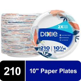 Dixie 629722466538 Paper Plates 10 Inch 210 Count 2x Stronger Multicolor Disposable