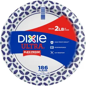 954401 Dixie Ultra Heavyweight Dinner Paper Plates 10 Inch 186 Ct. Large White