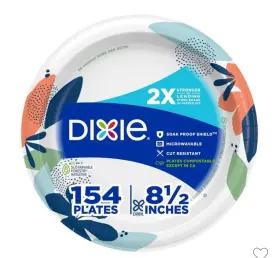 15717 Dixie Electric Everyday Dinner Paper Plates 8.5 Inch 154ct 2x Stronger
