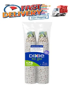 967291 Dixie Electric To Go Insulated Paper Cups 12oz 176 Ct Disposable Hot Drink Coffee