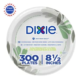 Ux9p300 Dixie Disposable Paper Plates 2 Inch 300 Count 6 Pack P300 Medium-weight Bulk
