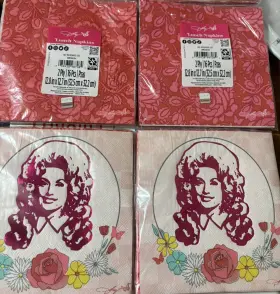 Dolly Parton 039938987084 4 Pink Floral Lunch Napkins Birthday Party Sealed New 64