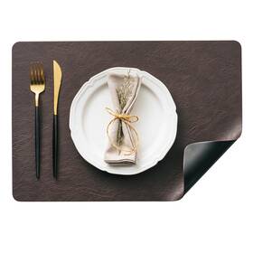 Dolopl 850060040771 Placemats Set Of 4 Reversible Dual-color Dark Brown And Black