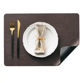 Dolopl 850060040771 Placemats Set Of 4 Reversible Dual-color Dark Brown And Black