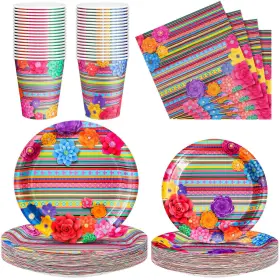 Domensi-gen2324 Domensi 200 Pcs Mexican Party Supplies Tableware Set For 50 Guests Includes