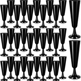 Domensi Gen-domensi-4133 40 Pack Black Champagne Flutes Bulk Plastic Disposable Glasses 5.5