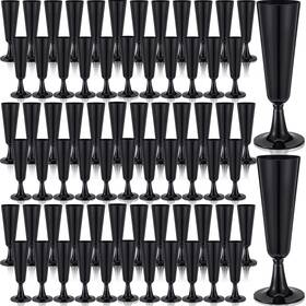 Domensi Gen-domensi-4188 100 Pack Black Champagne Flutes Bulk Plastic Disposable Gla