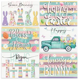 Gen-domensi-7999 Domensi Set Of 6 Easter Place Mats Bunny Table Mat Spring Large Multicolor