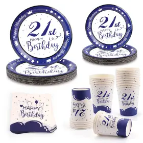 21st Domila 779283946991 Birthday Decorations For Her/him 96pcs Happy Plates And Napkins Na