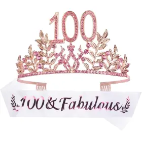 Doradreamdeko 740385363283 100th Birthday Sash And Tiara For Women - Fabulous Glitter