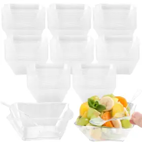 Sb-018 Drayear 200 Pack 5 Oz Mini Dessert Cups With Spoons Plastic Parfait Pudding Smal