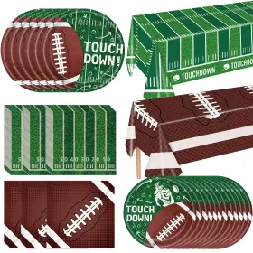 Dreasmt 717765863763 Football Paper Plates Napkins Dinnerware Set Game Day Party Dessert