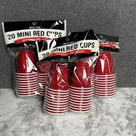 Drinkmate 042887942608 3 Packs 20 Ct Mini Red Cups Disposable Plastic Shot Glasses Party 60