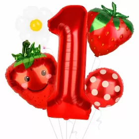 Zs0013 Dripykiaa 5pcs Berry First Birthday Party Supplies 40 Inch Red One Balloon For Sweet On