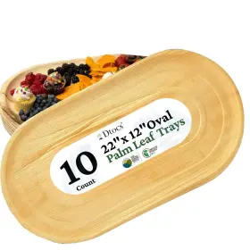 Dtocs 850064204339 Disposable Charcuterie Boards 10 Oval 22 Inch X12 Palm Leaf Platters Bamboo Disp