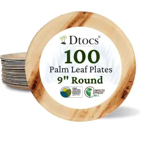 Dtocs 907393008144 Plates Disposable Like 9 Inch Round Palm Leaf 100 - Serving Platte