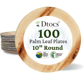 Dtocs 907393008755 Plate Disposable Like 10 Inch Round Palm Leaf 100