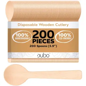 Duido 850015340772 Disposable Small Wooden Spoon 3.9 Inch Pack Of 200 Mini Spoons Bio