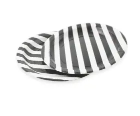 Dulousia 165436028364 Black Striped Paper Plates 72pcs - 9inch Round Party For Dessert Cakes