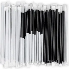 01848 Durahome Black Plastic Straws Individually Wrapped 1000 Pack - 8 Inch Drink 01848 Durahome Black Plastic Straws Individually Wrapped 1000 Pack - 8 Inch Drink