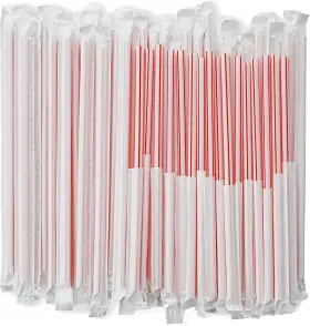 01893 Durahome Striped Plastic Straws Individually 8 Classic Stripes
