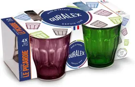1027mc04 Duralex Made In France Picardie Glass Tumbler Drinking 8-3/8 Oz Mixed