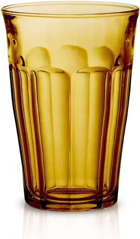 9124 Duralex Made In France Picardie Glass Tumbler Set Of 6 12.12 Oz Amber