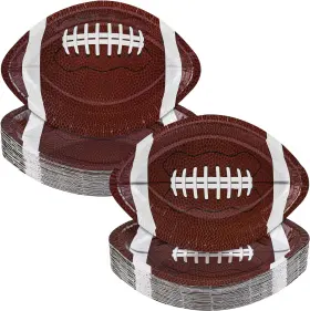 Durony 445004578576 50 Pieces Football Paper Plates Disposable Shaped Footbal