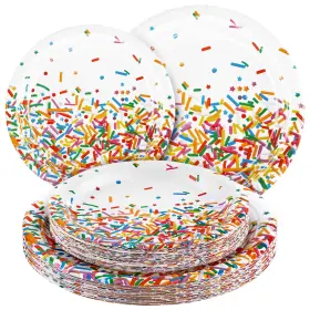 Dy0686 Durony Confetti Sprinkles Plates 48 Pieces 7 Inch And 9 Paper Party Wedding Birthday
