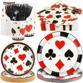 Dy0994 Durony 144 Pieces Casino Paper Plates And Napkins Dinnerware Set Birth