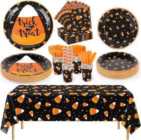 Dy1117 Durony 193 Pieces Halloween Candy Corn Party Supplies Set - Trick Or Orange