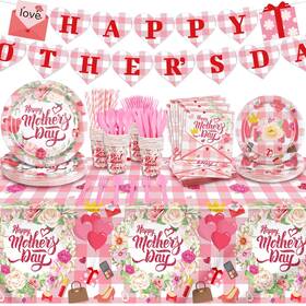 Durony Dy1250 194 Pieces Happy Mothers Day Party Set Including Pink