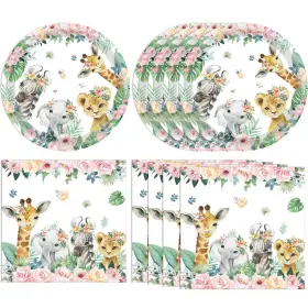 As-102 Durygen 40pcs Wild One Birthday Decorations Girl Jungle Safari I