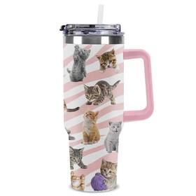 Duzieda Duzieda-bz40-fen-mao Cute Cats Tumbler 40 Oz Insulated Stainless Ounces