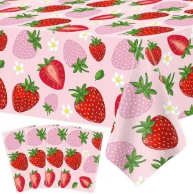 Stp-01 Dvaorc 4 Pack Strawberry Tablecloth Table Cloth Berry Large Multicolored