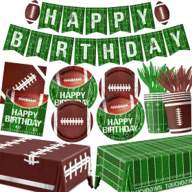 Dydamud 717181214651 Football Birthday Party Decorations Plates Napkins Tablecloth Banner