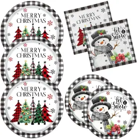 Dydamud 717181214675 Christmas Paper Plates And Napkins Disposable Dinnerware Set