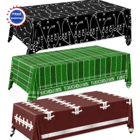 Dydamud 717325381768 Football Party Decorations Disposable Field Tablecloth 3 Pack Plastic