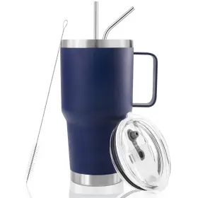 Dynamic Se 611056668207 30 Oz Tumbler With Handle Double Wall Stainless Ounces Navy