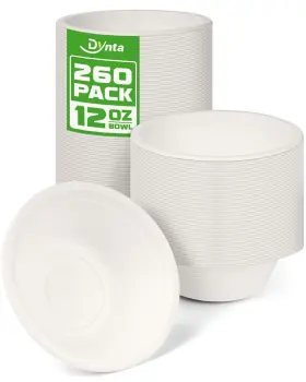 Bszw260 Dynta Paper Bowls 260 Packs 12 Oz Disposable Heavy Duty Eco-friendly