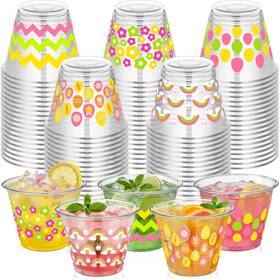 Eaasty Mrk-eaasty-4795 100 Pcs Easter Plastic Cups 9 Oz Rabbit Bunny Eggs Clear Party Dispo