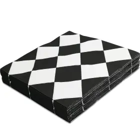 Lg0332 Eacitown 40 Pcs Checkered Paper Napkins Black And White Pliad Racing Car Theme
