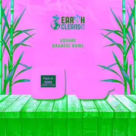 Earth Cleanse 612735028169 Square Bagasse Bowls Premium 3200 Pack 160 Ml / 5.4 Oz