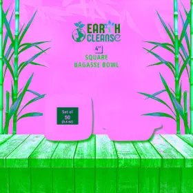 Earth Cleanse 743407993383 Bagasse 4-inch Square Bowls Pack Of 50 5.4 Oz